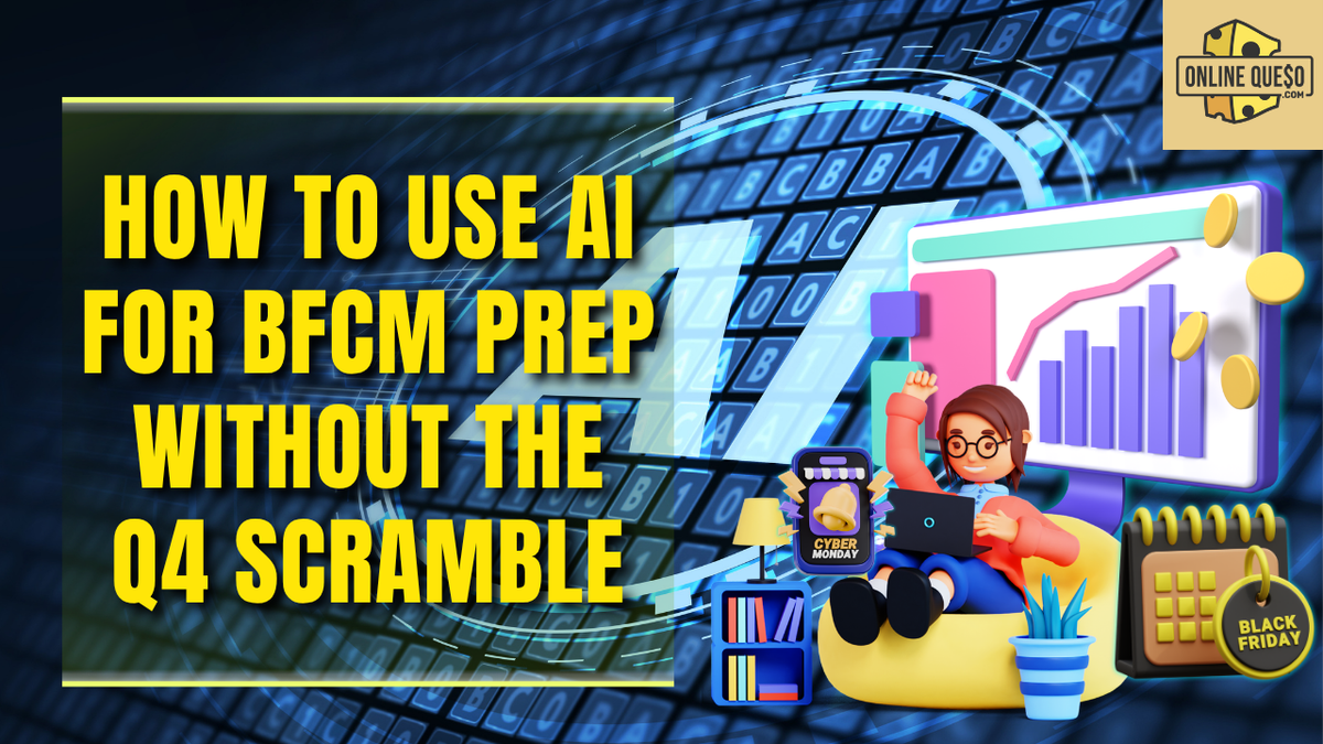 A calm ecommerce operator using an AI assistant to prep BFCM email campaigns weeks before Black Friday