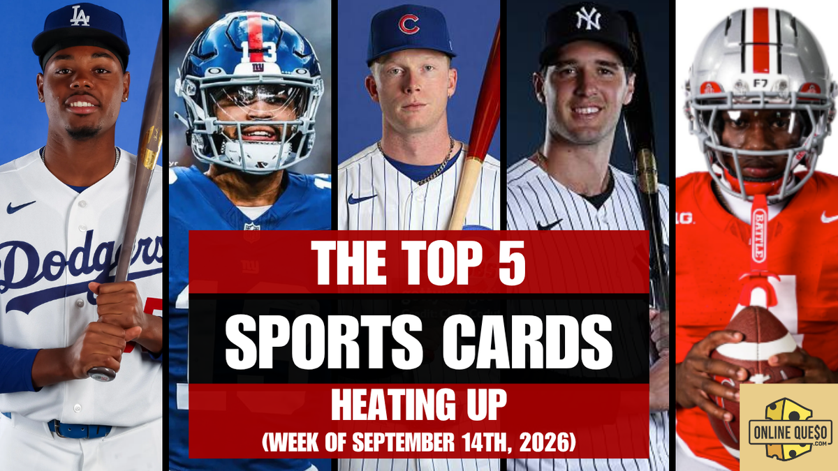 Explore the Top 5 Sports Cards Heating Up in September 2026, featuring Pete Crow-Armstrong, Caleb Williams, Spencer Jones, Josue De Paula, and Jeremiah Smith.