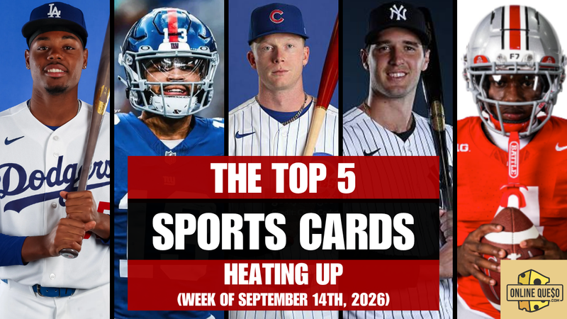 Explore the Top 5 Sports Cards Heating Up in September 2026, featuring Pete Crow-Armstrong, Caleb Williams, Spencer Jones, Josue De Paula, and Jeremiah Smith.