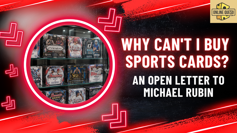 Sealed sports card boxes behind glass, out of reach of a collector
